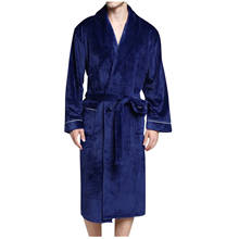 #B02 Men's Winter Lengthened Plush Shawl Bathrobe Home Clothes Long Sleeved Robe Coat Robe Coat Bath Robe Peignoir Homme Robe 2024 - buy cheap