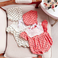 Beige/red princess girls lace romper  summer polka dot infant baby bodysuit for girls jumpsuit children overalls outfits onesie 2024 - buy cheap