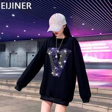 Crewneck Sweatshirts Hoodies Women Korean Fashion Glitter Crystal Letter Printing Harajuku Long Sleeve Streetwear Girls Spring 2024 - buy cheap