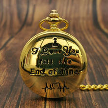 Gold Quartz Pocket Watch I LOVE YOU Fob Chain Clock for Valentine's Day Girlfriend Birthday Men Best Gifts Pendant Necklace 2024 - buy cheap