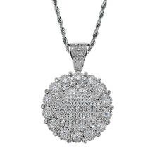 Hip Hop AAA CZ Zircon Paved Bling Iced Out Sunflower Round Pendants Necklace for Women Men Rapper Jewelry Gold Silver Color 2024 - buy cheap