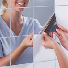 9PCS/Set Square Mirror Tile Self Adhesive Wall Sticker Home Bathroom Decor Stick Decor Stick Decoration Accessories Home Ornamen 2024 - buy cheap
