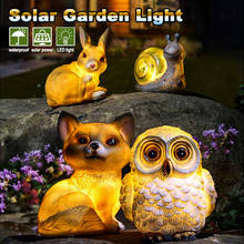 Led solar jardim luz animal solar-powered luz gramado lâmpada casa ao ar livre quintal decoração raposa cão caracol coelho coruja estatueta lâmpada solar 2024 - compre barato