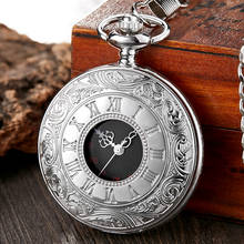 Reloj de bolsillo Retro de plata Steampunk con números romanos para hombre, cadena, collar con colgante, regalos para mujer, reloj de bolsillo de cuarzo con esqueleto hueco 2024 - compra barato