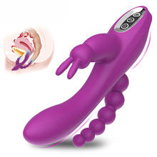 Rabbit Vibrator G-spot And P-spot Anal Vibrators Triple Curve 12 Function Rechargeable Clit Stimulator Dildo Sex Toys For Women 2024 - buy cheap