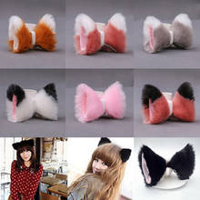 Handmade Anime Costume Hair Clip Lolita Cosplay Cute Plush Fox Cat Ears Hairpins Women Party Halloween Hair Accessories Props 2024 - buy cheap