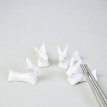 1 PCS Cute Japanese Ceramic Rabbit Shape Chopsticks Stand Porcelain Spoon Fork Holder Home Decor New White Chopsticks Holder 2024 - buy cheap