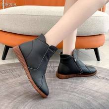 Genuine Leather Shoes Women Autumn Winter Ankle Oxford Boots Female Rubber Zipper Boots Women Platform Cowhide Boots 2024 - buy cheap