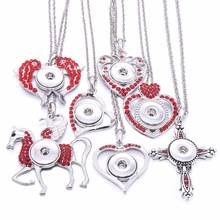 New Snap Button Necklace with Chains Vintage Metal Red Rhinestones Snap Pendant Necklace fit 18mm 20mm Snap Jewelry For Women 2024 - buy cheap