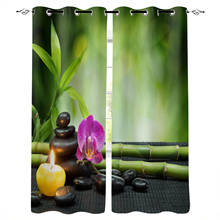 Cortinas opacas modernas para decoración de sala de estar, cortinas de flores, velas, piedra verde, planta de bambú, dormitorio y niños 2024 - compra barato