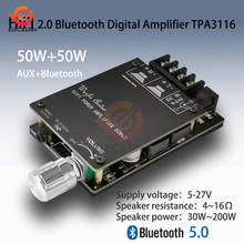 Amplificador digital hifi 2.0, bluetooth, 50w + 50w, tpa3116, áudio, amplificador de potência para alto-falantes, 30w ~ 200w, estéreo hifi, tpa3116d2, amplificador aux 2024 - compre barato