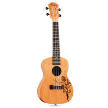 Ukulele floral de mogno, mini guitarra sólida 4 cordas pau-jacarandá, instrumento profissional de performance uk2368 2024 - compre barato