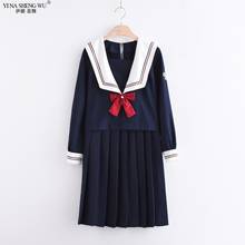 Uniforme escolar JK, conjunto de Falda plisada, traje de marinero, trajes de Anime, estudiantes japoneses, manga larga, Cosplay, azul marino 2024 - compra barato