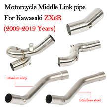 Silenciador de escape para motocicleta, tubo de conexión media de aleación de titanio y acero inoxidable, para Kawasaki ZX6R años 2009 a 2019 2024 - compra barato