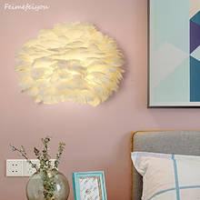 Luminária de parede estilo nórdico, abajur de penas criativo para sala de estar, casamento, quarto, crianças 2024 - compre barato