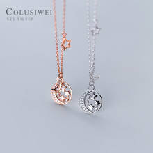 COLUSIWEI Sterling Silver 925 Twinkle Star Moon Pendant Necklace for Women Starry Sky Necklace Luxury Wedding Fine Jewelry Gift 2024 - buy cheap