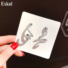 Exknl Snake Party Wedding Crystal Drop Earrings for Women Silver Color Rhinestone Dangle Korean Earring Fashion Jewelry 2020 2024 - buy cheap
