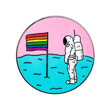 Queer moon Badge rainbow pride flag Enamel Pin astronaut Brooch LGBTQ gay Accessory 2024 - buy cheap