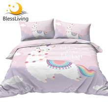 Blessliving alpaca capa de edredão llama conjunto cama rainbow cauda têxteis para casa dos desenhos animados animal conjunto capa para crianças bonito colcha 2024 - compre barato