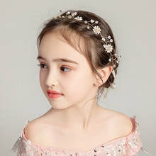 Children's hair accessories girls headdress princess headband flower girl dress accessories girl headband wreath 2024 - buy cheap