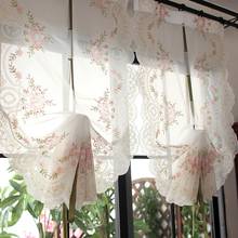 Cortina balão bordado 3d de qualidade para sala de estar cortina branca cortina romana com flores 2024 - compre barato