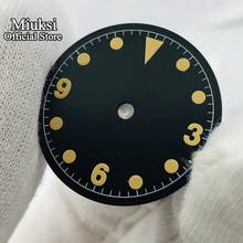 Miuksi 28.5mm black watch dial luminous dial fit Miyota 8205 8215 821A ETA 2836/2824 Mingzhu DG 2813/3804 movement 2024 - buy cheap