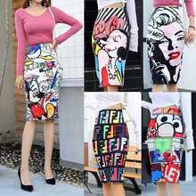 New Cartoon Mouse Print Pencil skirt Office Lady Skirts Saias High Waist Skirt Elastic Jupe Femme Large Size Hip Jupes Falad 2024 - buy cheap