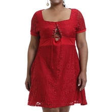 Vestido de fiesta de encaje de talla grande 6XL para mujer, vestido rojo de manga corta, Sexy, ajustado, Q30 2024 - compra barato