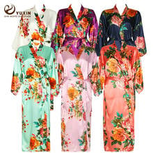 YUXINBRIDAL Long Large floral robe Bride bridal wedding Kimono bridesmaid Robe satin bathrobe Night dress 2024 - buy cheap