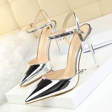 Party Shoes Simple Thin Heel Pointed Patent Leather Sexy Nightclub Shoes Slimming Women Sandal High Heel Wedding Shoes 2024 - buy cheap