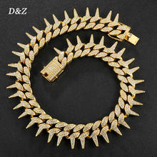 D&Z New 25MM Thorns Cuban Link Chain Hip Hop Iced Out Bling Rhinestone Miami Cuban Link Chain Necklace For Women Fashion Jewelry 2024 - buy cheap