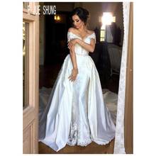 E JUE SHUNG Sexy Vintage Mermaid Wedding Dresses Detachable Train Off Shoulder Satin Beaded Sash Bridal Gowns vestido de noiva 2024 - buy cheap