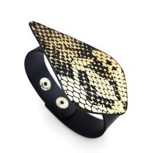 Snakeskin grão ampla pulseira de couro para mulher artesanal contemporânea popular boho pulseiras moda corda corrente pulseira jóias 2024 - compre barato