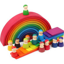 Baby Rainbow Blocks DIY Toys Kids Large Creative Rainbow Building Blocks Wooden Toys for kids Montessori Educational Child Toy 2024 - buy cheap
