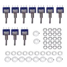 10 pcs ac 125v 6a amps on/on 2 posições dpdt interruptor de alternância