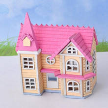 Розовый фантастический город, сборный мини-дом, деревянные поделки «сделай сам», сказочное украшение для сада, модель дома, мини-дом 2024 - купить недорого