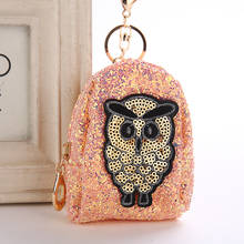 Fashion Owl Keychain BlingBling Shining Sequins Coin Purse Mini Satchel Trendy Key Ring Girl Women Bag Jewelry Gift 6C2362 2024 - buy cheap