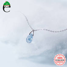 ElfoPlataSi Genuine 925 Sterling Silver Blue Water Drop Pendant Short Necklace For Women Silver Jewelry Gift Wholesale XY1206 2024 - buy cheap