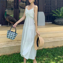 Vestidos 2020 New Strapless Beach Dress Lady Bohemian Long Summer Dresses Women High Waist V-neck Solid Dress for Women 8633 50 2024 - buy cheap