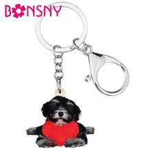 Bonsny Acrylic Valentine's Day Heart Schnauzer Dog Key Chains Rings Bag Car Purse Keychains For Women Girls Teens Gift Accessory 2024 - buy cheap