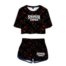 Stranger Things-Camiseta corta con estampado 3D para mujer, traje Sexy de Stranger Things, ropa Harajuku de Horror de la TV de EE. UU. 2024 - compra barato