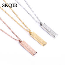Personalized Vertical Pill Bar Pendant Necklace ID Stainless Steel Women Charm Choker Chain Necklace Gold Silver Color Jewelry 2024 - buy cheap