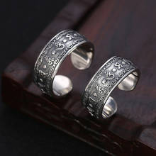 Настоящее серебро 100% 925 пробы, женское и мужское кольцо Будды мантра, модное ювелирное изделие, подарки для пары, регулируемое кольцо, Бесплатная доставка 2024 - купить недорого