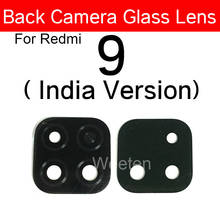 Peça de substituição para câmera de celular, lente de vidro traseira para xiaomi redmi 9 versão índia com cola adesiva 2024 - compre barato