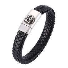 Pulsera Punk calavera Rock cuero magnético hebilla pulseras para hombres pulseras y brazaletes pulsera regalos SP0317 2024 - compra barato