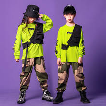 Kids Hip Hop dancing Clothing Oversize Sweatshirt Vest Tactical Cargo Camo Pants Girl Boy Jazz Dance Wear Costume Clothes wear 2024 - buy cheap