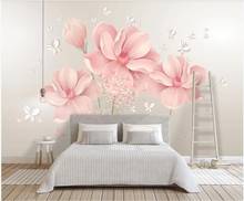 Custom photo mural on the wall 3d wallpaper Modern pink flower home decor living room wallpaper for walls 3 d in rolls 2024 - buy cheap