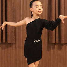 Latin Clothes Kids Dresses For Girl Latino Performance Costume American Clothing Salsa Dress Fringe Black Latin Dance Skirt 4194 2024 - buy cheap