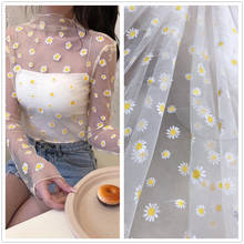 Soft Print Daisy Flower Tulle Mesh Fabric White Sheer For DIY Sewing Curtain Wedding Dress Veil Baby Flower Dress Fabric 3 Yards 2024 - buy cheap