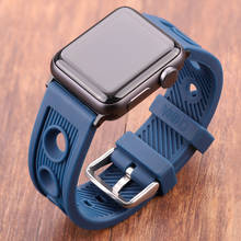 Correia de relógio de silicone, correia de borracha para apple watch band 40mm 44mm, iwatch 38mm 42mm, acessórios para relógio 2024 - compre barato